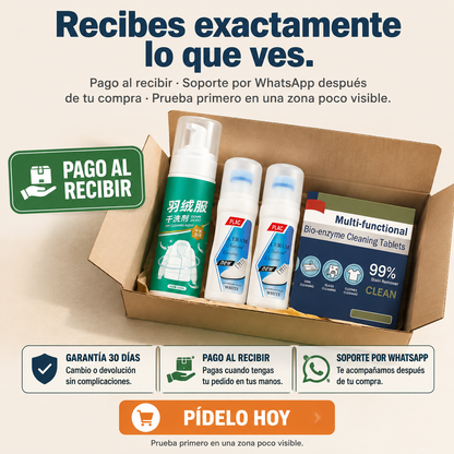 Kit Rescate Total 3 en 1 : Limpiador de Tenis, Ropa y Superficies.