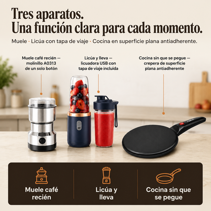 Kit Crepera+ Mini Licuadora + Molino - SUPER OFERTA