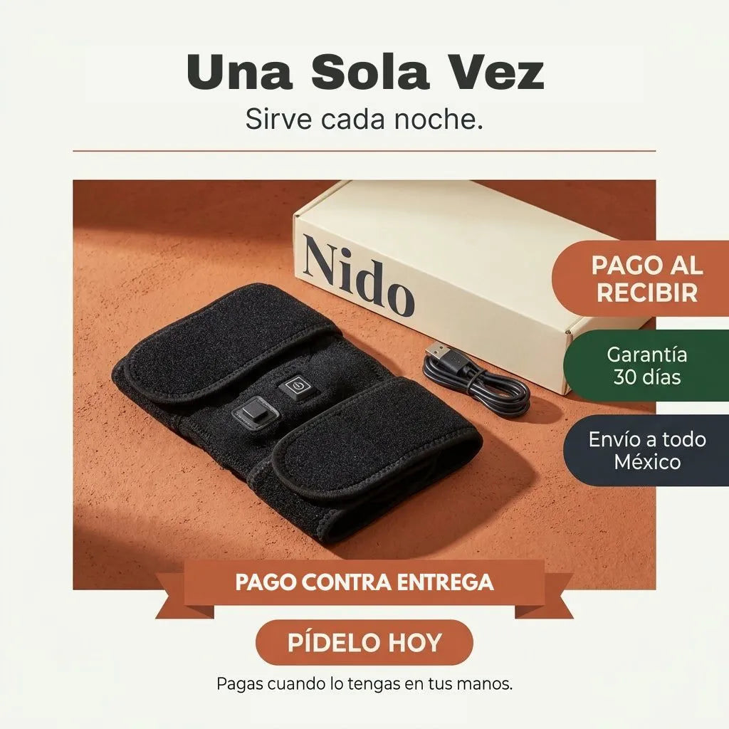 Nido — Rodillera de calor y masaje para dormir mejor
